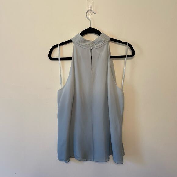 Talbots 16 SILK tank top blue ombré turtleneck corpcore ruche summer classic - Picture 5 of 7